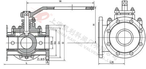BQ44F/BQ45F三通保溫球閥外形結構圖