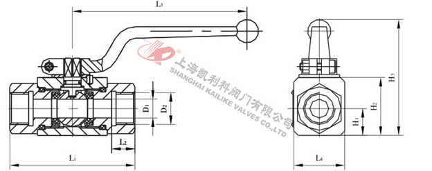 YJZQ液壓球閥內螺紋外形結構圖