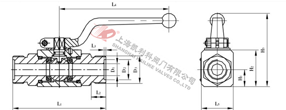 YJZQ液壓球閥外螺紋外形結構圖