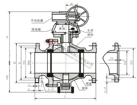QY347F氧氣球閥外形結構圖
