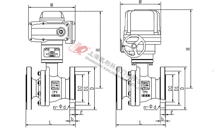 Q941F46電動(dòng)襯氟球閥外形結(jié)構(gòu)圖