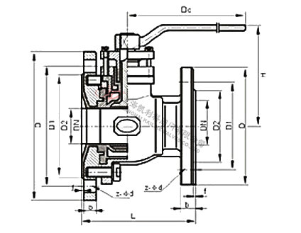 FQ41F46襯氟放料球閥外形結構圖
