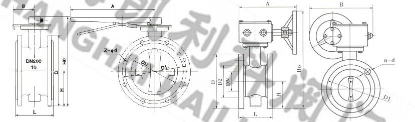 D341X、D41X手動法蘭蝶閥外形結(jié)構(gòu)圖