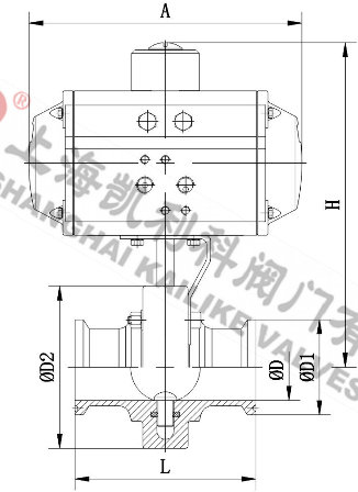 D681X衛生級快裝氣動蝶閥外形結構圖
