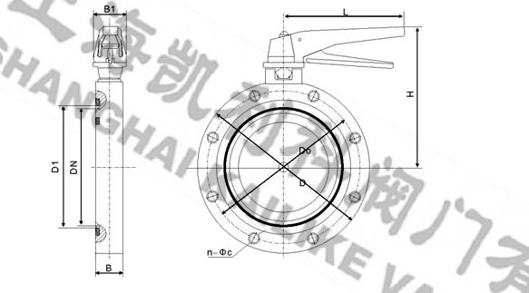 GI手動高真空蝶閥外形結構圖