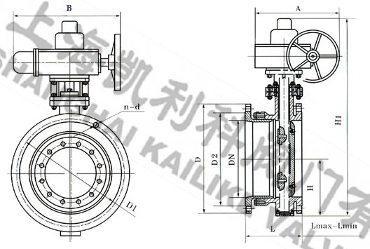 SD941X/SD943H電動法蘭式伸縮蝶閥外形結構圖