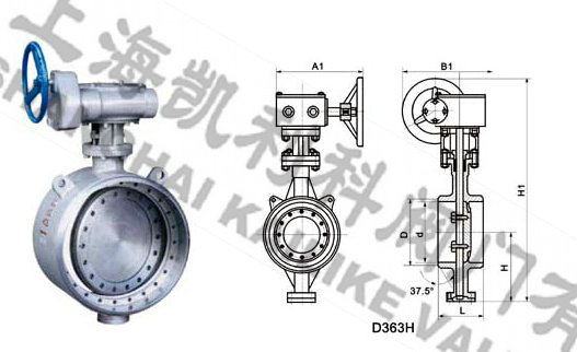 D363H對焊式金屬硬密封蝶閥外形結構圖