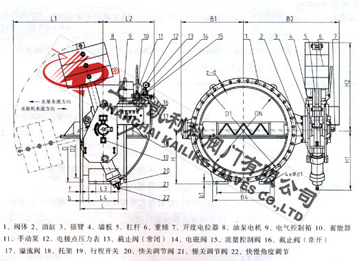 HD7S41X液控緩閉止回蝶閥外形結構圖