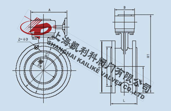 D342X單偏心法蘭式蝶閥外形結構圖