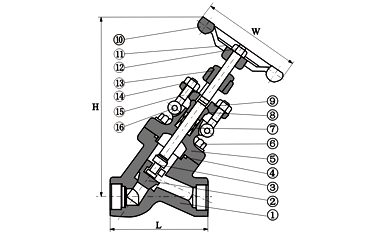 J65Y-Y型鍛鋼截止閥外形結(jié)構(gòu)圖