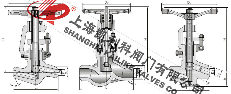 J61Y高壓蒸汽截止閥外形結構圖