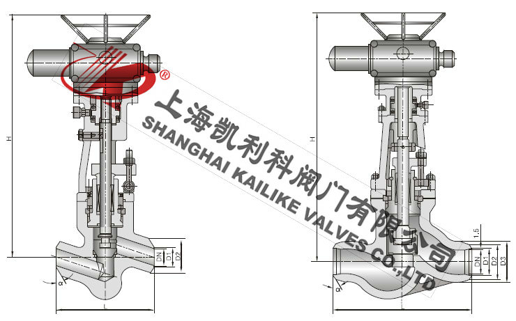 J961Y高壓蒸汽截止閥外形結構圖