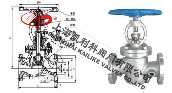 BJ41W夾套保溫截止閥外形結構圖