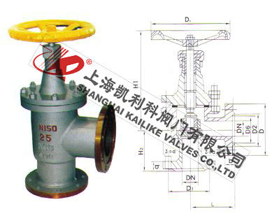 J42B角式氨用截止閥外形結構圖