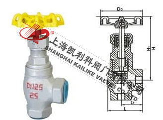 J14B內螺紋角式氨用截止閥外形結構圖