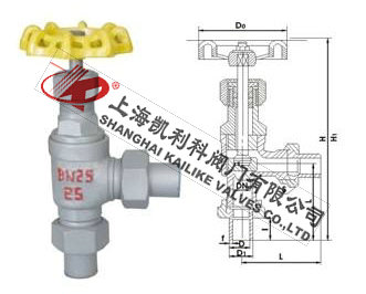 J24B外螺紋角式氨用截止閥外形結構圖