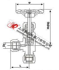 J94W卡套式針型截止閥外形結(jié)構(gòu)圖