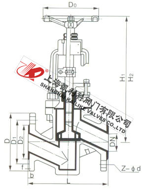 J41F46襯氟塑料截止閥外形結構圖