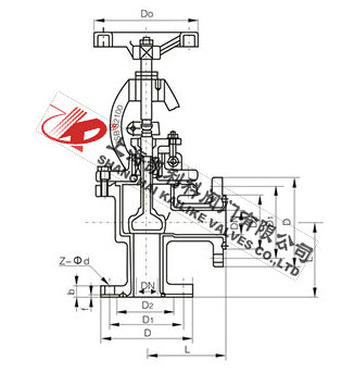 J44F46襯氟直角截止閥外形結構圖
