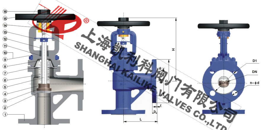 WJ44H角式波紋管截止閥外形結構圖