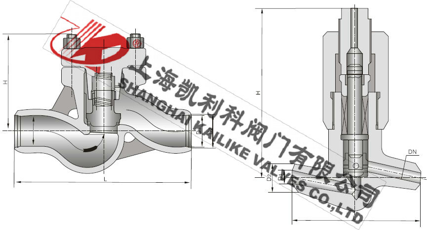 H61Y、H61H高壓升降式止回閥外形結構圖