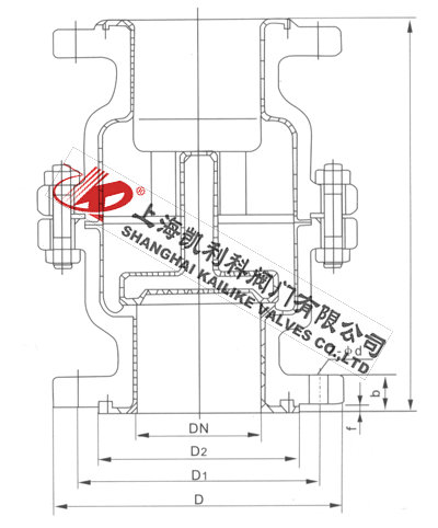 H42F46襯氟立式止回閥外形結構圖
