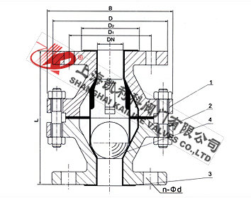 H40F46浮球式襯氟止回閥外形結構圖