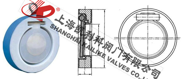 H74F46襯氟對夾止回閥外形結構圖