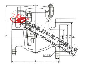 H44H、H44W美標(biāo)不銹鋼止回閥外形結(jié)構(gòu)圖