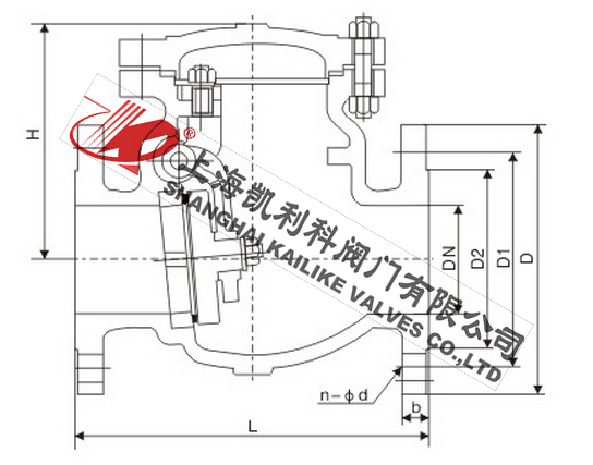 H44H、H44W日標不銹鋼止回閥外形結構圖