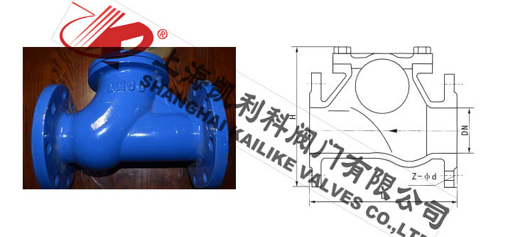 HQ41X滑道滾球式止回閥外形結構圖