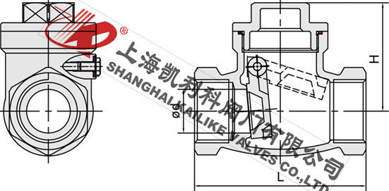 H14W、H14H不銹鋼絲口止回閥外形結構圖