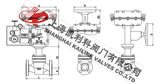 ZJHPF46氣動薄膜襯氟調節閥外形結構圖