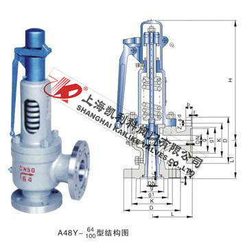 A48H、A48Y彈簧全啟式安全閥外形結構圖