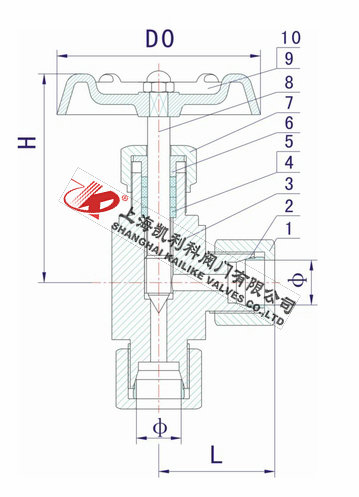 J94H-40P-64P-160P-320P卡套角式針型閥外形結構圖
