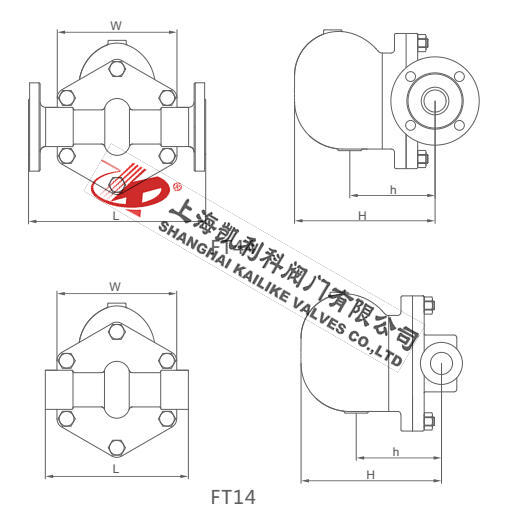 FT14H杠桿浮球式疏水閥外形結構圖